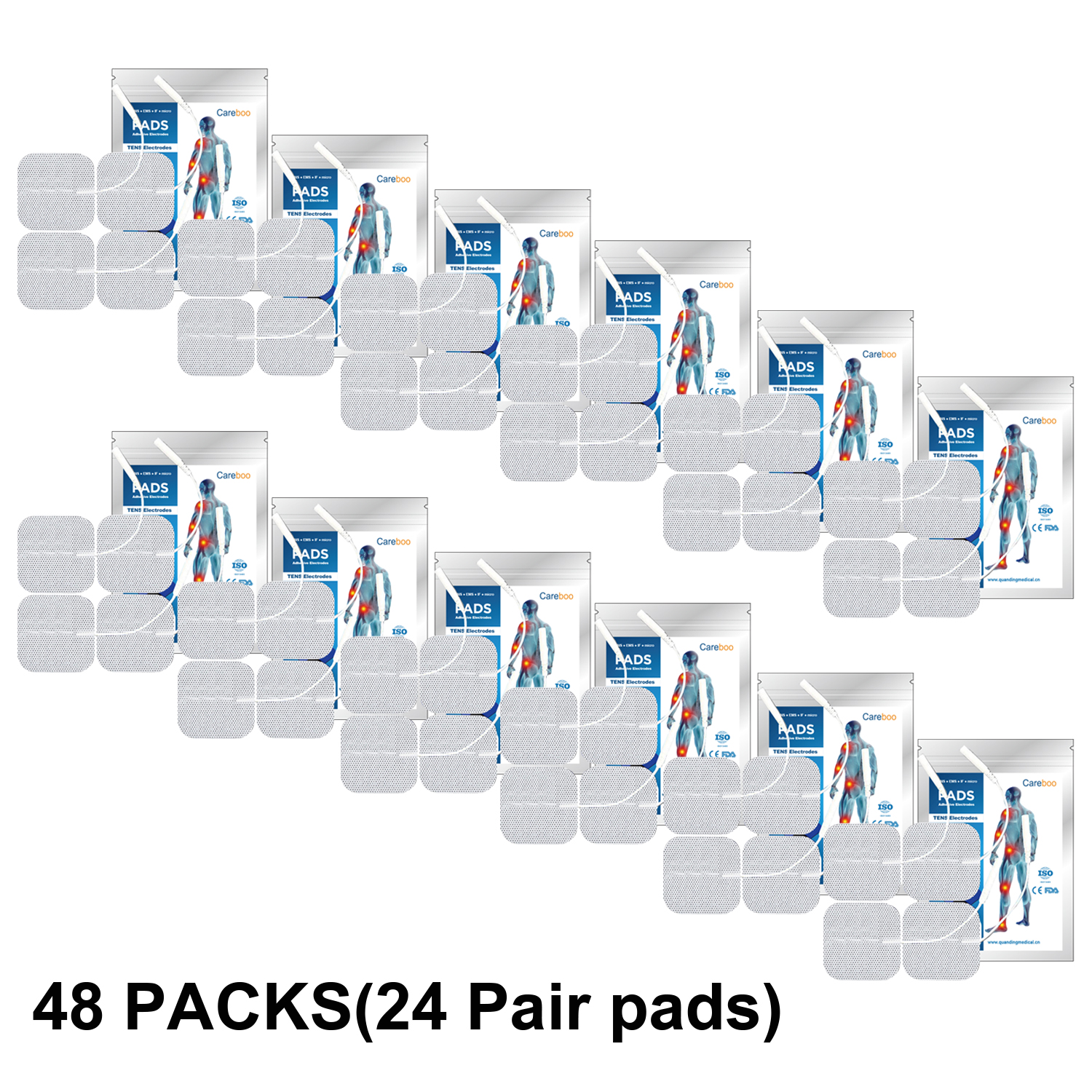 TENS Unit Replacement Pads, 48 PCS Premium Thickened Reusable Self-Adhesive Electrode Pads for EMS Muscle Stimulator Massager, 2