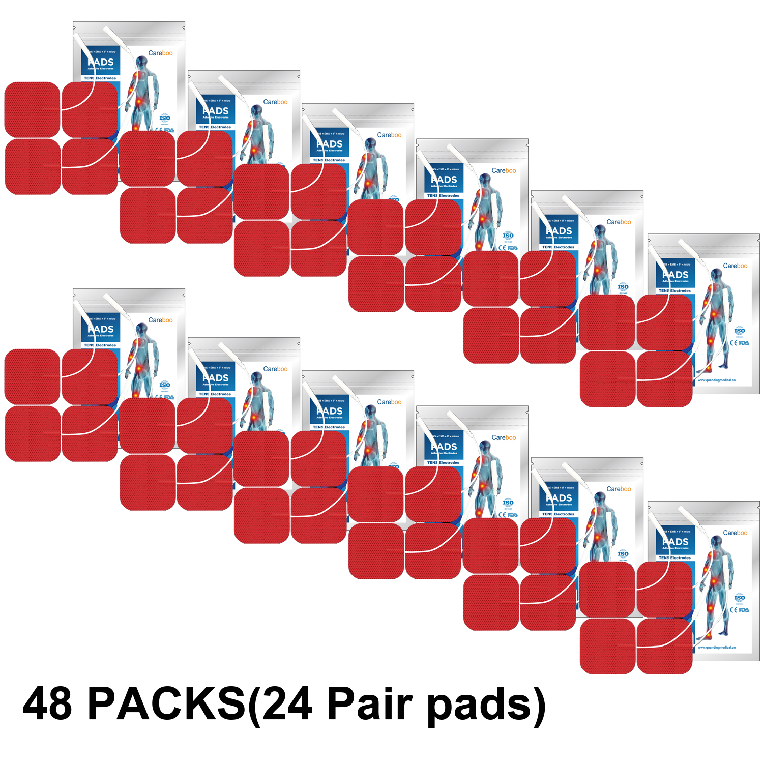 TENS Unit Replacement Pads, 48 PCS Premium Thickened Reusable Self-Adhesive Electrode Pads for EMS Muscle Stimulator Massager, 2