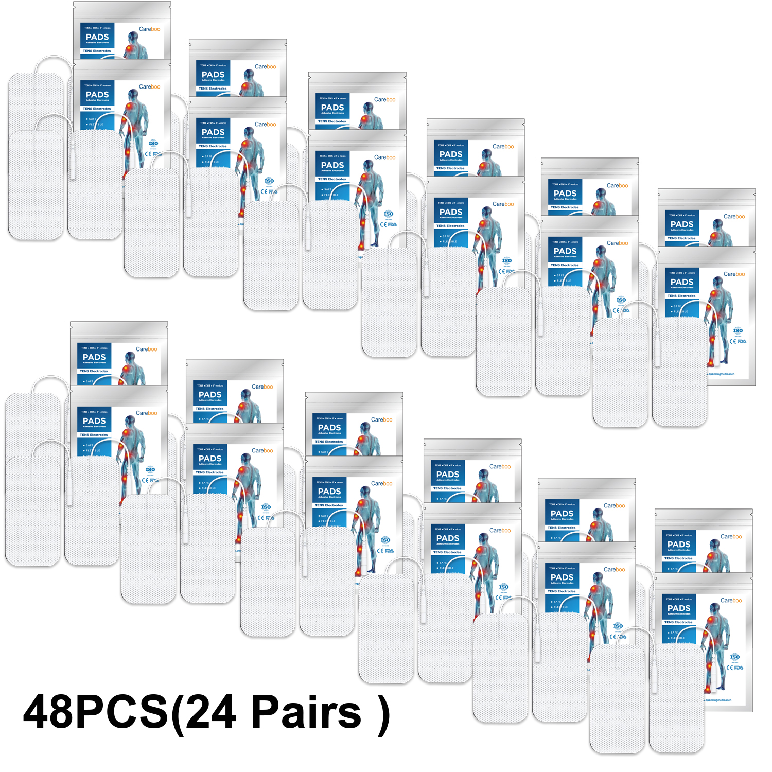 TENS Unit Replacement Pads, 16PCS Premium Thickened Reusable Self-Adhesive Electrode Pads for EMS Muscle Stimulator Massager, 2