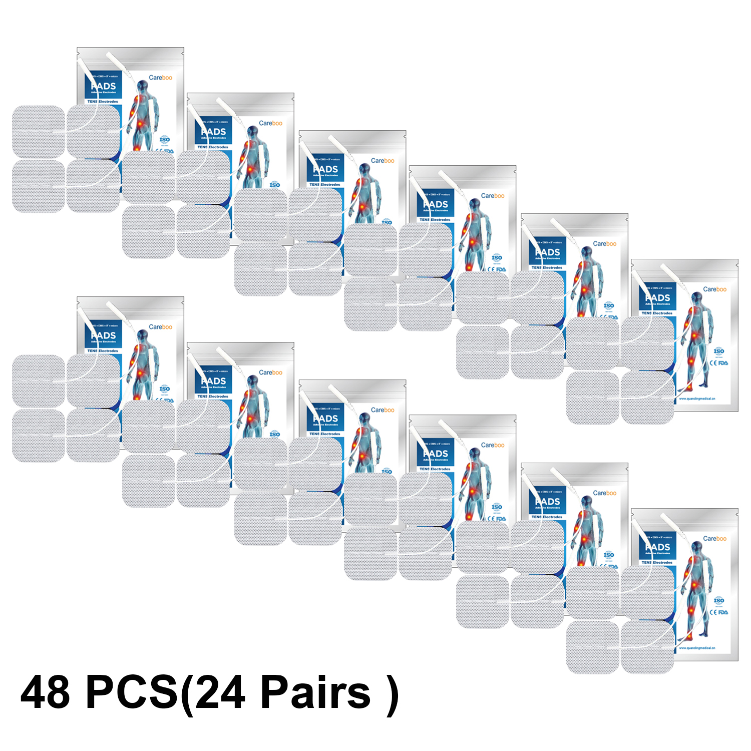 TENS Unit Replacement Pads, 48 PCS Premium Thickened Reusable Self-Adhesive Electrode Pads for EMS Muscle Stimulator Massager, 2