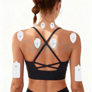 Careboo pad placement for glutes uses tens machine pads with ems electrode. Place pads on gluteus maximus. Turn on tens machine ems—it activates glute muscles, improving muscle tone. The pads are waterproof, easy to clean after use
